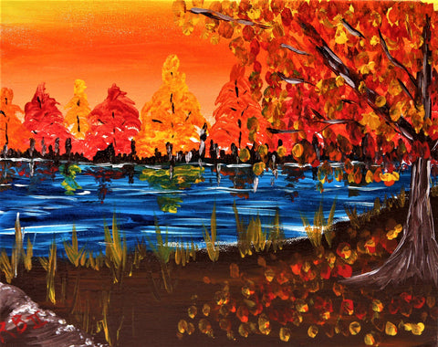 Autumn 3 Person PAINT PARTY Kit - Acrylic Painting Kit & Video Lesson