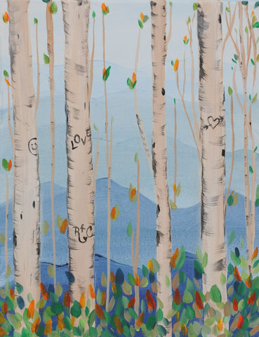 paint party kit - "birch graffiti" - acrylic painting kit & video lesson