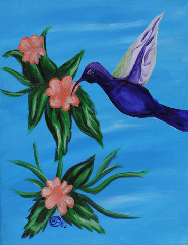 hummingbird bliss acrylic painting kit & video lesson