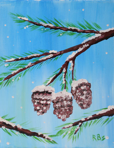 snowy pines acrylic painting kit & video lesson