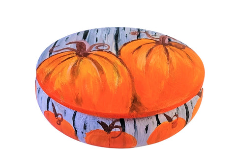 Pumpkin Display Tabletop Trinket Box Art Paint and Sip Kit & Video Lesson